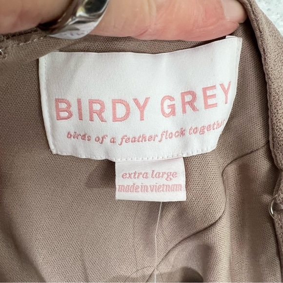 Birdy Grey Jay Crepe Size XL Taupe Gown V Neck Slit Stretch Prom Bridesmaid NEW - Picture 5 of 7